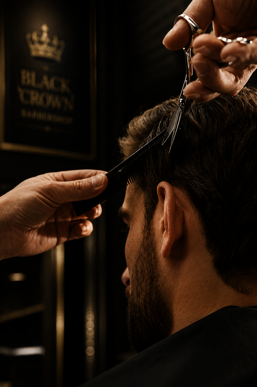 Corte con tijera en barbería