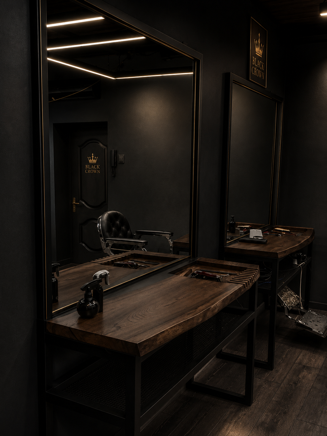 Herramientas y productos premium sobre mesa